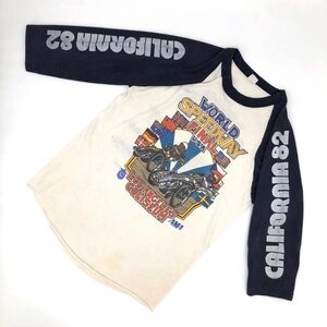 VINTAGE 1982 AMA World Speedway Final Los Angeles Colliseum Graphic Raglan Tee